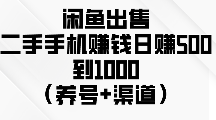 闲鱼赚钱秘籍（养号+渠道+销售技巧）轻松日赚500+